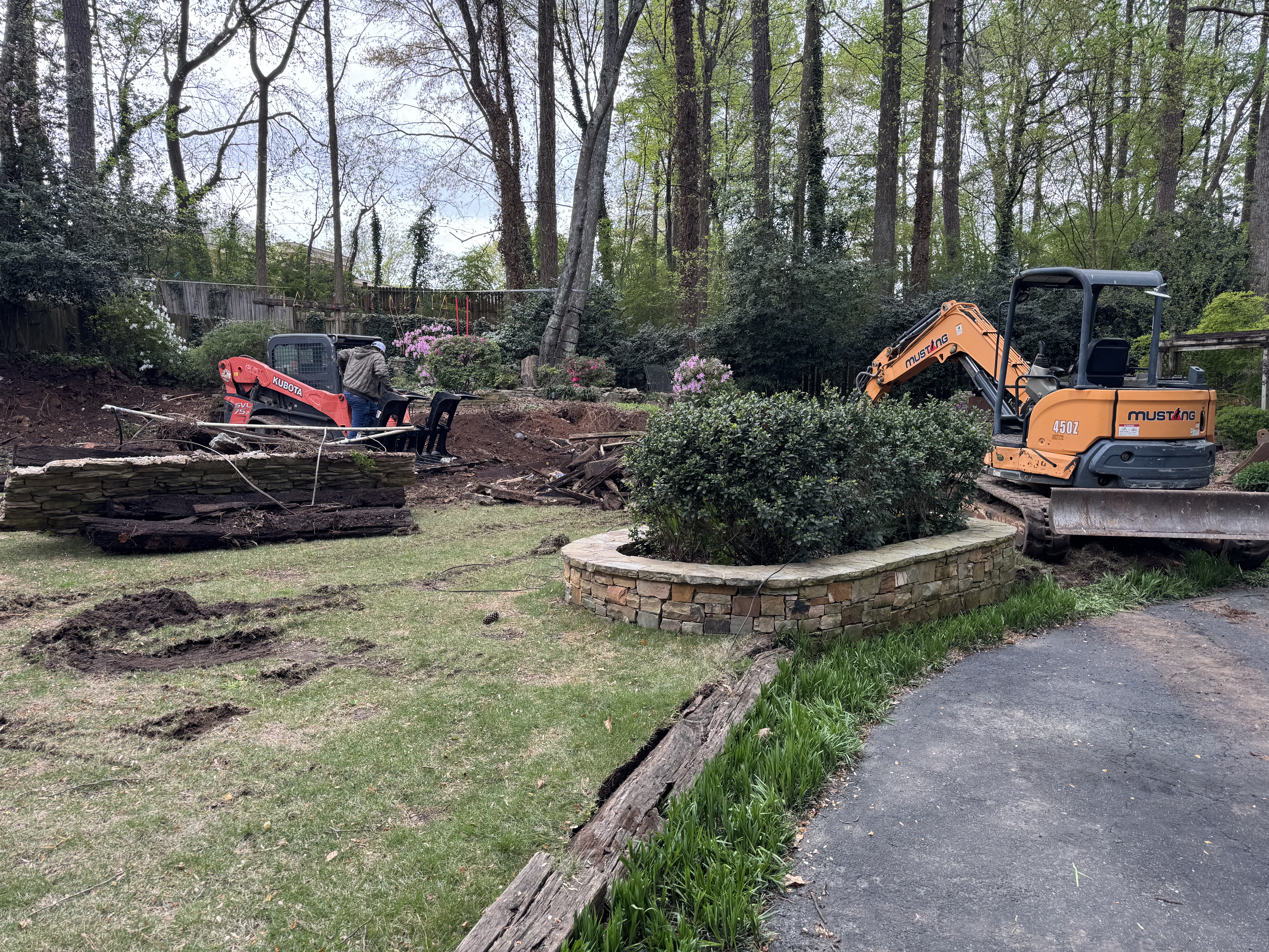 Excavation and site preparation for hardscape project in North Atlanta, GA